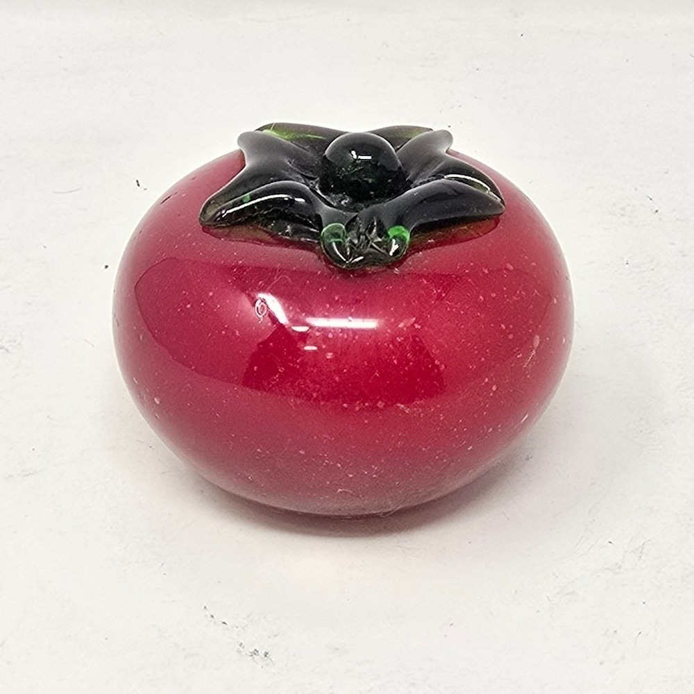 Vtg hand blown art glass vegetables tomato life size kitchen decor farmhouse